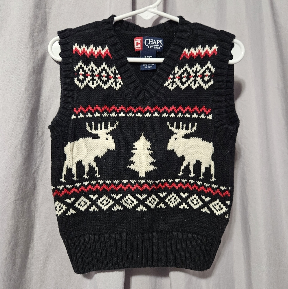 Chaps Christmas Reindeer Sweater Vest, 3T